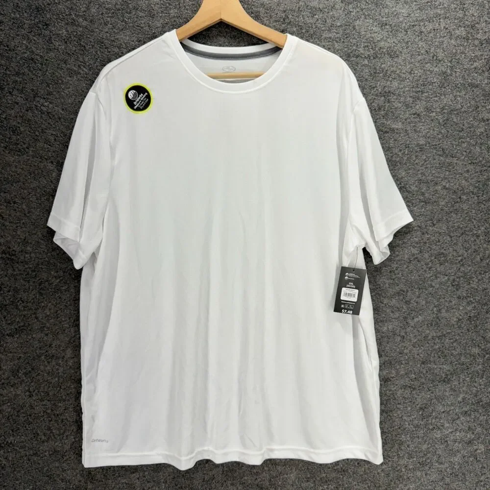 New Athletic Activewear T-Shirt Men 2XL White Crew Neck Short Sleeve Active